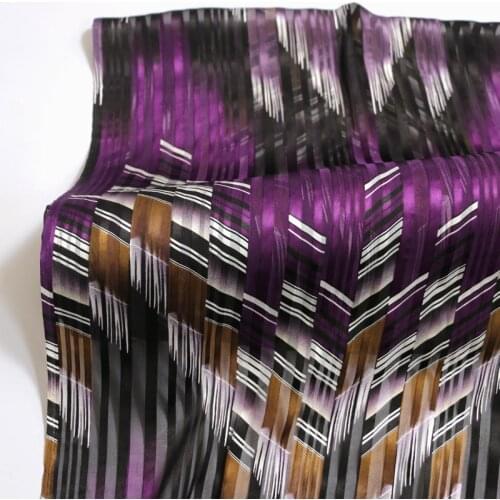 50cm*110cm Purple Striped Silk Burnout Fabric Natural Silk Charmeuse Material For Dress