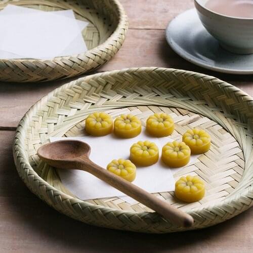 Bamboo Dessert Plate Serving Tray Tea Time Bread Cake Fruit Kitchen Plates Round Food Organizer Platter Photography Accessories