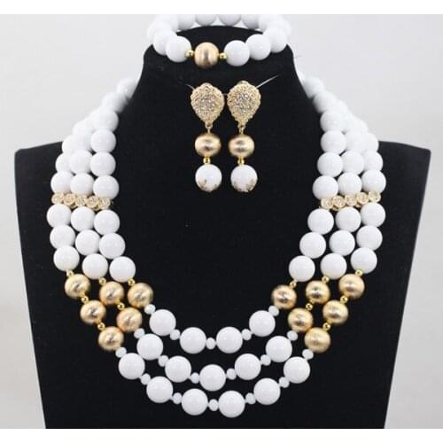 White and Gold Beads African Fashion Jewelry Sets Lady Bridesmaid Gift Ceremony Jewelry Set 16 Colors Free Shipping WD970