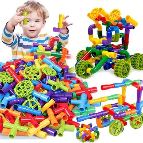 DIY Water Building Blocks Toys Pipeline Montessori Toys Construction Educational STEM Designer Toys For Girls Kids Water Bricks