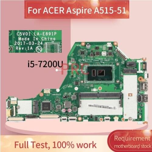For ACER Aspire A515-51 i5-7200U Notebook Mainboard LA-E891P SR342 DDR4 Laptop Motherboard