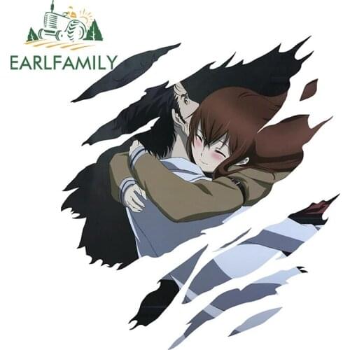EARLFAMILY 13cm x 11.3cm for Kurisu and Okabe Anime Decal Creative Car Sticker Refrigerator Windshield Waterproof Vinyl Car Wrap