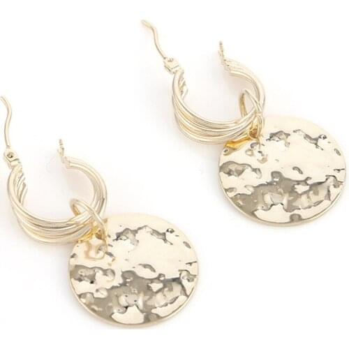 ELEGANCE11 Luxury Gold Earrings Design Alloy Round Dangle Earings Women Costume Jewelry Christmas Gift