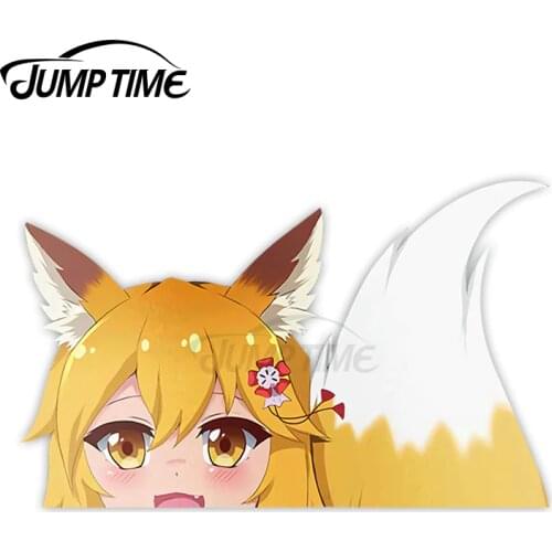 JumpTime 13 x 7.8cm For The Helpful Fox Senko San Peeker Big Head Car Stickers Windows Personality Decal Car Styling Decoration