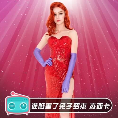 Halloween red sequin sexy split dress annual meeting Christmas show who framed the rabbit Rogersica cosplay costume