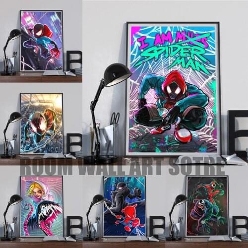 Marvel Avengers SpiderMan Print Poster Superhero VENOM Movie Canvas Painting SpiderVerse Art Picture Home Kids Room Decor Gifts