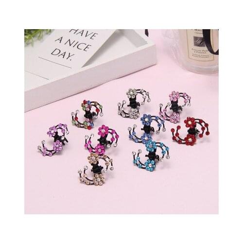 Mini Plum Blossom Crystal Hair Claw Hair Accessories Solid Hair Claw Clips Crab Hair Simple Cute Hair Clamps For Women Girls