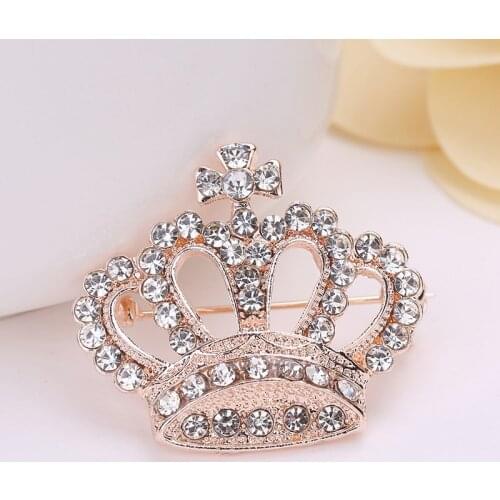 Fashion Rhinestone Style Brooch Pin Crown Design Breastpin Vintage Wedding Gift