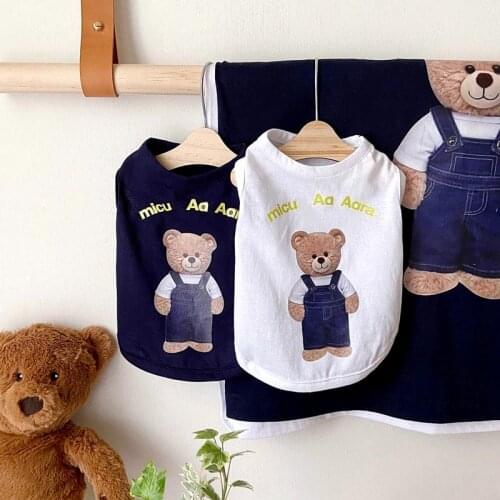 Fashion Bear and Dog Clothes New Summer Thin Pet Vest Cat Poodle Pullover Cartoon Print Puppy Two-legged Soft Home Clothes