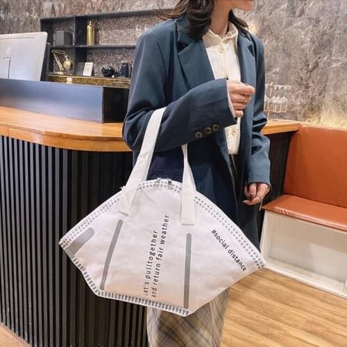 Fashion Women Large Mask Shopping Tote Bag Casual Daily Wear Shoulder Hand Bag Large Capacity Money Clutch Personality