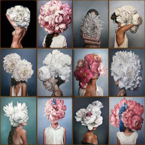 Abstract Painting By Numbers Beautiful Flower And Women DIY Paint By Number On Canvas Home Decor Frameless Digital Paintings