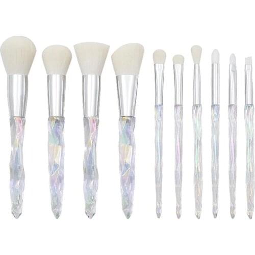10Pcs Unicorn Crystal Shiny Handle Makeup Brush Set Powder Blush Contours Highlighter Eye Shadow Make up Brushes Cosmetics Tools