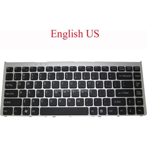 Laptop US Keyboard For SONY For VAIO VGN-FW VGN FW 148084352 81-31105003-94 148084061 81-31105002-93 black/white silver frame