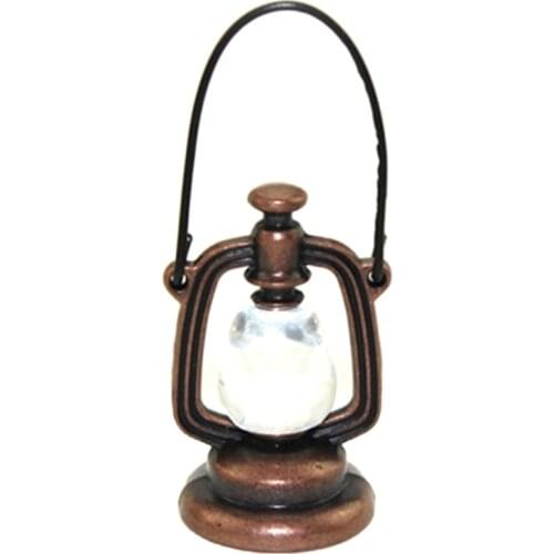 Newest 1/12 Miniature Doll House Accessories Copper Mini Retro Oil Lamp Mini Garden Mar-10