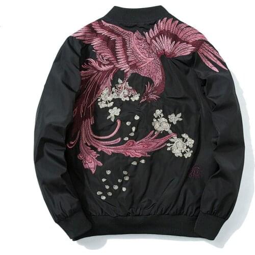 New 2020 Fashion Bird Embroidery Baseball Jacket Stand Collar Plus Size 3XL Spring Pilot Bomber Jacket Men Women Chaqueta hombre