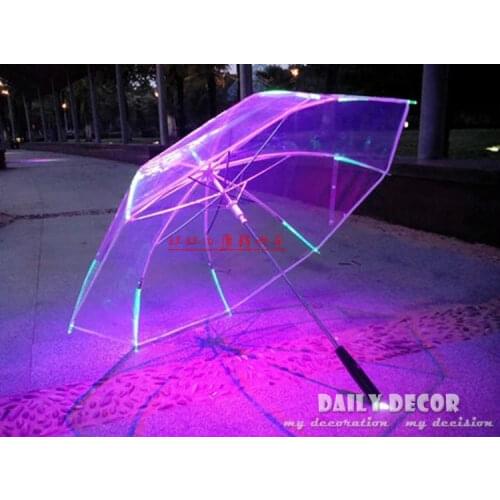 New ! LED luminous transparent umbrella / clear light umbrella with flashlight function Un paraguas Led O Guarda - Chuva de Luz