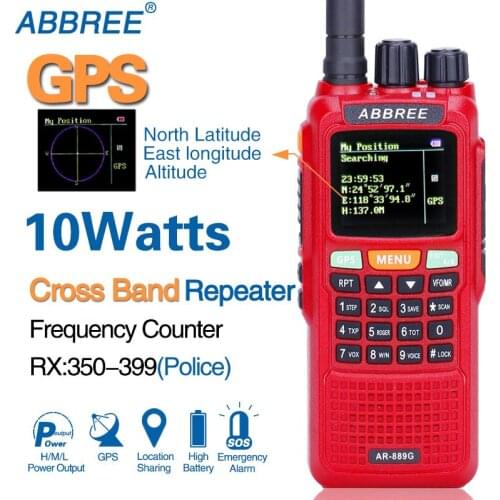 ABBREE AR-889G 10W GPS Walkie Talkie 3000mAh SOS 999CH Night Backlight Duplex Repeater Dual Band Dual Receiving Hunting CB Radio