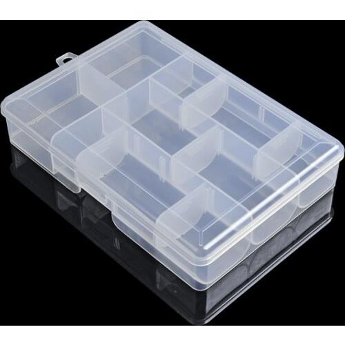 10 Compartment Adjustable Plastic Fishing Lure Hook Tackle Box Storage Case for Lure Hooks Spoons 20.5*13.5*3.8cm