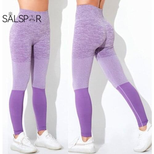 SALSPOR Seamless High-Waist Knitted Leggings for Women Tight-Fitting Tummy Sports Pants Push Up Fitness Exercise Yoga Leggings