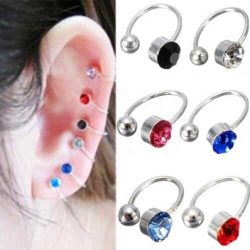 Top Quality 6MM AAA Zircon Chic Filled Tragus Earring For Women Non Piercing Clip Earring Punk Ear Cuff 2020 Brincos