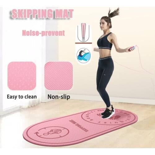 Jump Rope Yoga TPE Mat Skipping Floor Workouts for Sports Non Slip Textured Thick High Density to Avoid Sore Knees Perfect