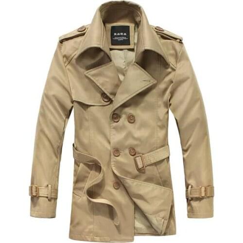 Spring Autumn Winter High Quality Fashion Mens Long Trench Coat Slim Fit Overcoat For Men 2 Colors Plus Size M~5XL