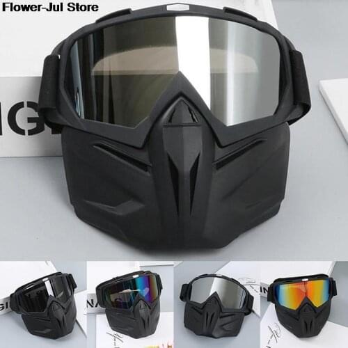 Bike Motorcycle Goggles Glasses Eye Protector Removable Face Mask Adjustable