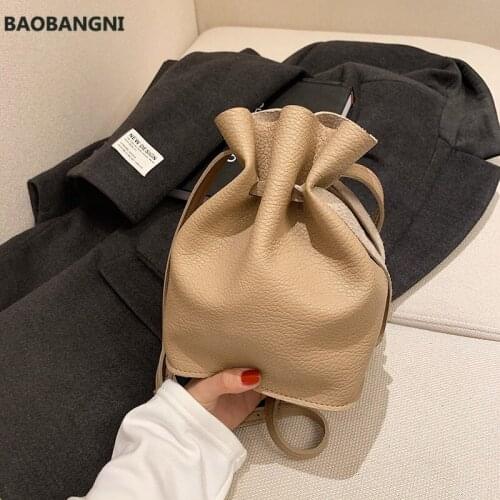 High Quality Pu Leather Drawstring Crossbody Shoulder Bag For Women Vintage Womens Female Handbags