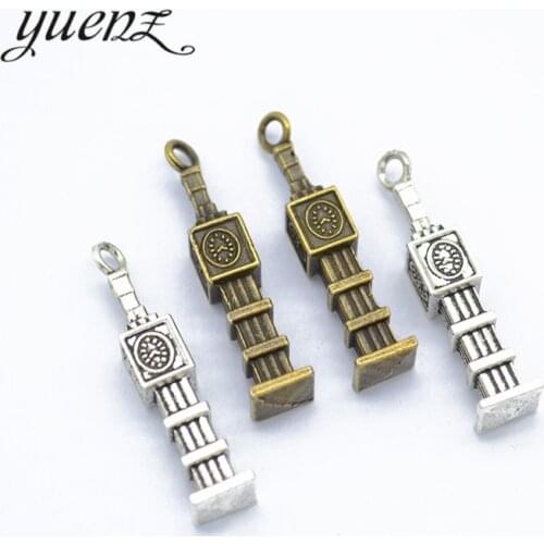 YuenZ 10pcs Antique Silver color Big Ben Charms Pendant For Jewelry Making Diy Bracelet Necklace 27*6mm E19