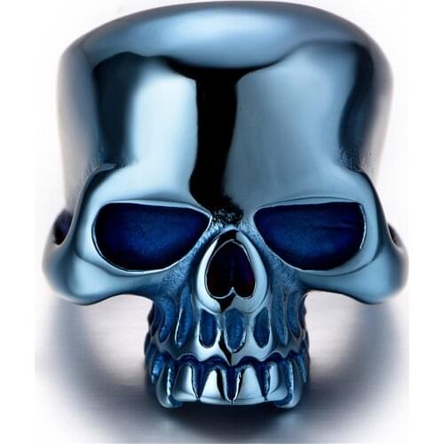 Punk titanium steel jewelry blue boy skeleton ring