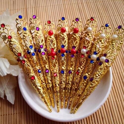 10 PCS Chinese Golden Long Nails Decor Beads Polish Jewelry Ancient India Dance 10CM