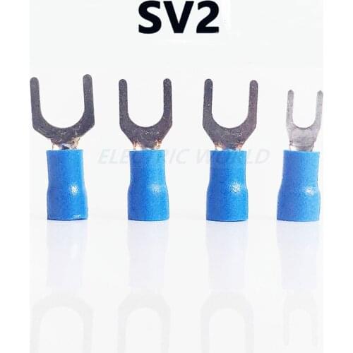 100pcs Wire connector Fork Spade Crimp Insulation Terminal SV2-3 SV2-4 SV2-5 SV2-6 Wire connection Cable Connector terminal
