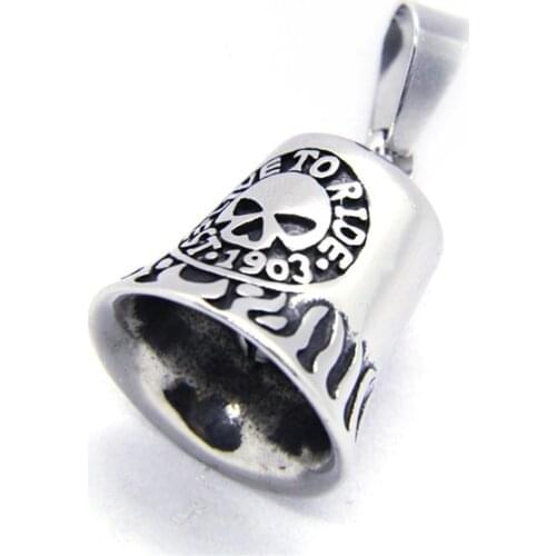 2018 Cool Fashion Skull Bell Pendant 316L Stainless Steel Jewelry Liver To Rider 1903 Motor Biker Pendant