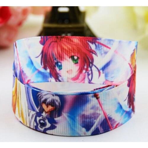 22mm 25mm 38mm 75mm Ruban satin Cardcaptor Sakura Cartoon Character printed Grosgrain Ribbon party decoration X-00581 10 Yards