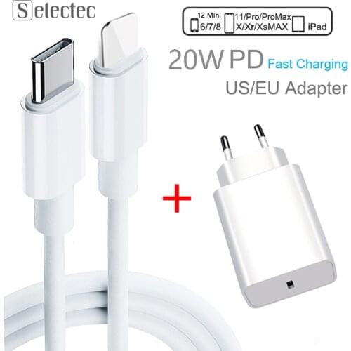 PD Fast Charging 18W 9V/2A USB-C Type-C for Lightning Cable Charger Adapter For iPhone 11 12 Pro Max se 2020 iPad Mini Pro Air