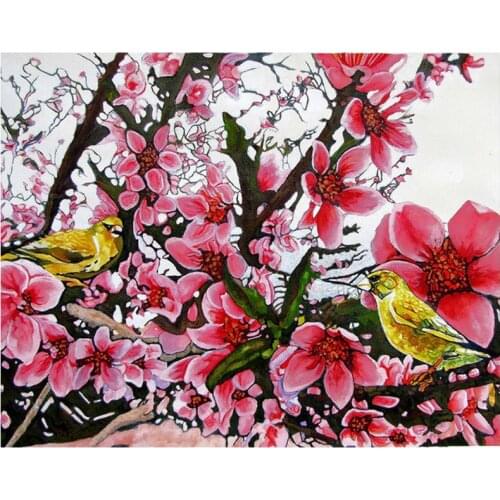 Full Square Round Drill 5Diy Diamond Painting birds and flower Sakura landscape Diamond Embroidery Cross Stitch Home DecorZP1843