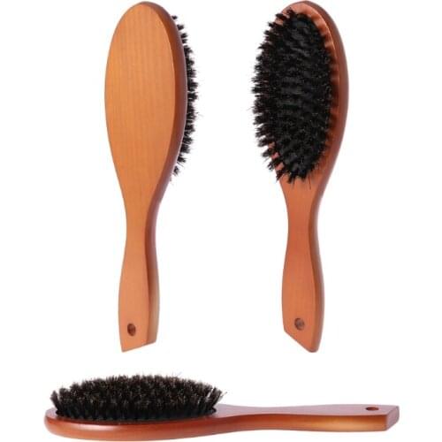 Antistatic Bristle Hair Brush Comb Wooden Handle Massage Head Hair Care Salon 667D