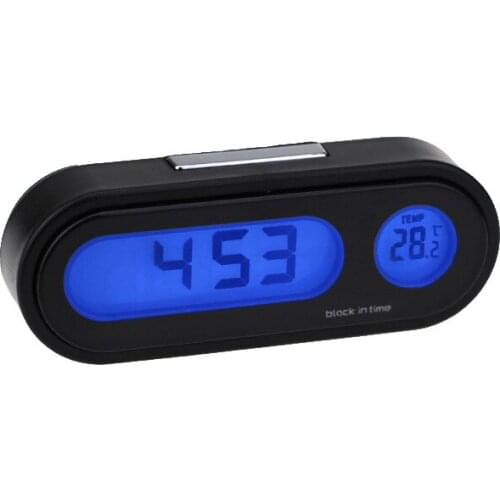 Auto Car Clock Electronic Thermometer 2in1 Mini Luminous Hermometer Blue LED Thermometer Schedule ED Backlight