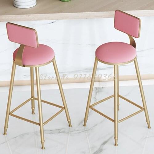 Bar Chair Nordic High Stool Bar Chair Modern Simple Coffee Milk Tea Shop Back High Stool Family Bar Stool