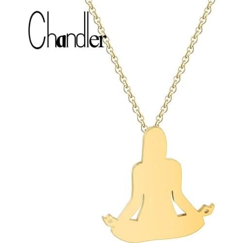 Chandler Yoga Pendant Necklace Lotus Position Color Woman Hand Cut Sacred Reiki Mala Healing Necklaces Yoga Jewelry