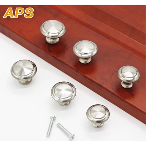 Diameter 23mm 27mm Zinc Satin Nickel Cabinet Pull Cupboard Drawer Handle Knobs Wardrobe Handle With Screw Furniture Hardware