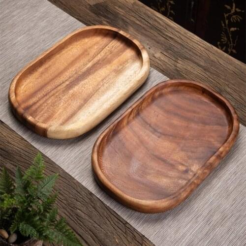 Solid Wood Home Fruit Tray Dried Fruit Plate Cake Candy Pan Tea Coffee Wooden Food Plates Dishes Storage Trays