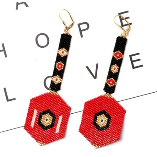 FAIRYWOO Miyuki Drop Earring Luxury Big Pendant Eye Earrings Red Fashion Earring For Women 2020 Statement Jewelry Accessories