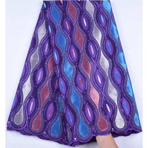 Cotton Nigerian Swiss Lace Dry Lace High Quality Purple Swiss Voile Lace In Switzerland African Lace Fabric With Stones S1665