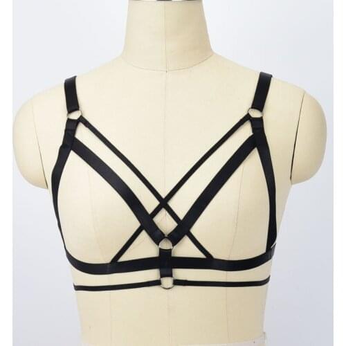 Body Cage Women Sexy Dance Lingerie Body Harness Set Adjustable Black Cupless Bra Harness Belt Fetish Wear Bodysuit Gothic Pole