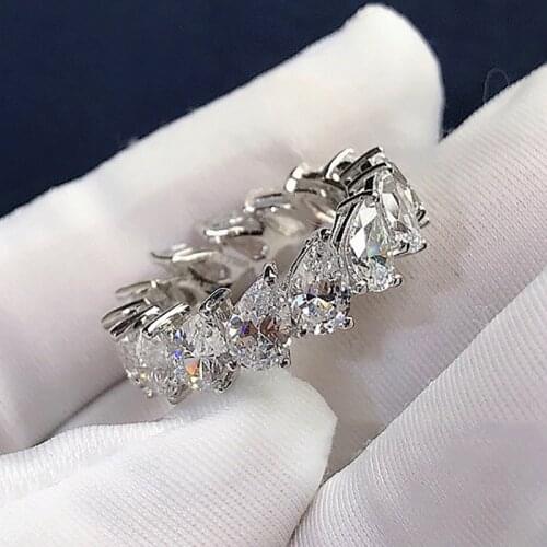 Eternity Pear cut Lab Diamond Ring 925 sterling silver Bijou Engagement Wedding band Rings for Women men Luxury Party Jewelry