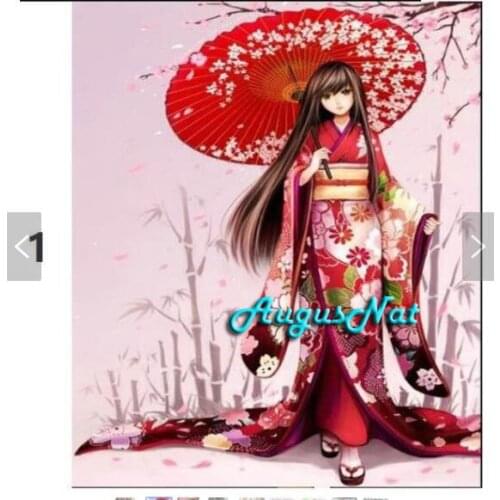 Beauty diamond painting full round japanese women wall art wedding decor laldy diamond embroidery needlework kit hand craft gift