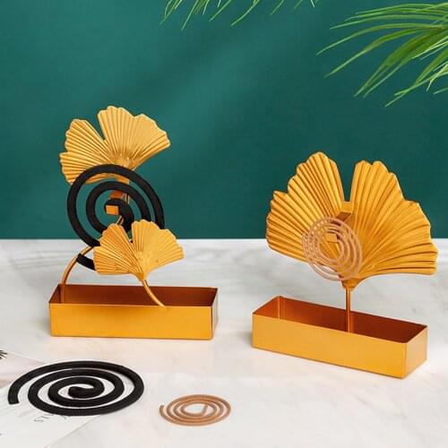 Creative Mosquito Coil Holder Nordic Style Ginkgo Leaf Summer Day Iron Mosquito Repellent Incenses Rack Plate Home Decoration
