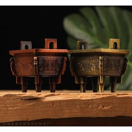 Retro Square Tripod Aroma Burner for Stick Incense Antique Incense Burner Copper Incense Stick Decor Buddha Sandalwood Holder