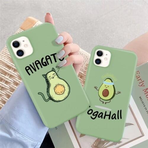 Cute Cartoon Avocado Pattern Case For iPhone 11 12 Pro XS Max 12 Mini 6 6S 7 8 Plus X XR 5S SE 2020 Funny Soft TPU Back Cover